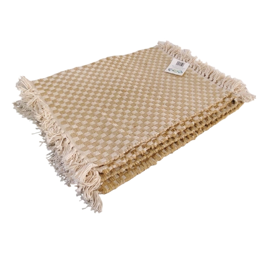4 New Jute/Cotton Beige and Cream Throw Plate Mats.